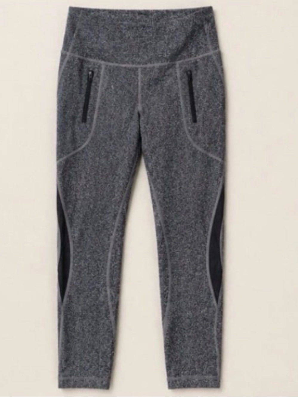Lululemon Leggings (SIZE 6 ) Black/White High Rise Yoga Pants w/ Zipper Pockets